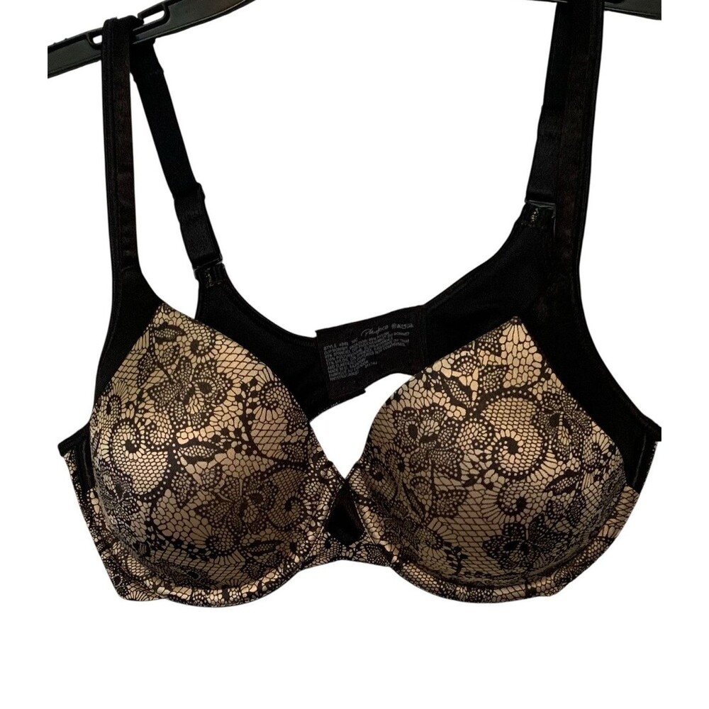Playtex  Love My Curves Underwire Convertible Strap Bra Black Nude Lace Size 36C